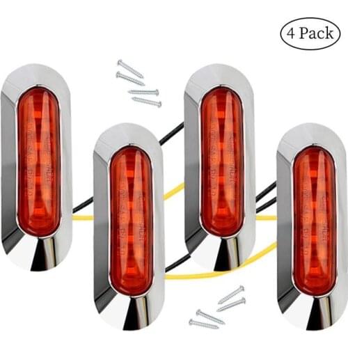4 LED 12V/24V Car Truck Tail Side Light for Auto Truck Trailer Boat Strobe Lights Clearance Marker Lamp Flashing 4pcs Red Amber