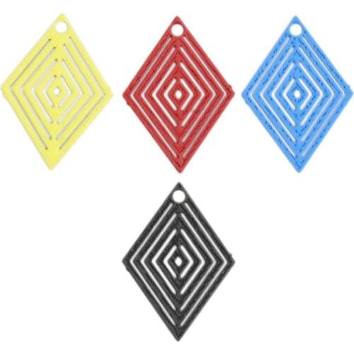 50 PCs Fashion Copper Filigree Stamping Pendant Charms Black Blue Rhombus Style Jewelry DIY Findings 19mm x 14mm