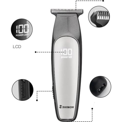 Cordless electric hair trimmer LCD rechargeable hair clipper haircut machine beard trimmer hair cutter oil head white engraving