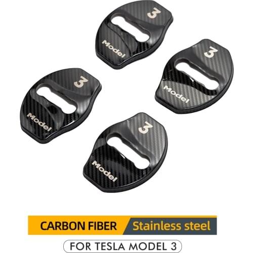 Model3 Car Door Lock Buckle Cover For Tesla Model 3 2021 Accessories Door Lock Carbon Fiber Aluminium Alloy For Model Three