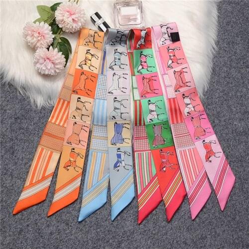 Brand Horse Real 100% Silk Scarf Summer Natural Mulberry Silk Design Women Scarf Foulard Hair & Bag Scarves Neckerchief 2021
