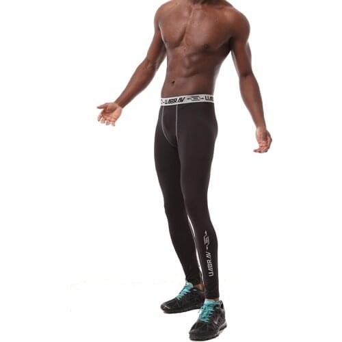 Black Quick-drying mens pants tight fitness legging brand compression mens joggers sweatpants Bodybuilding pants trousers