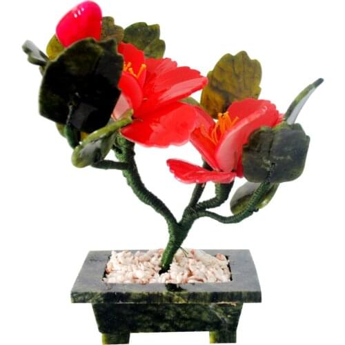 Fengshui natural Jade stone flower Plant for Good Fortune,Good Luck J2089