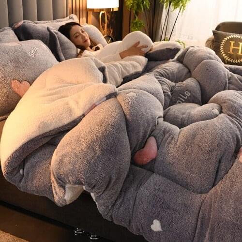 Rapid thermal Lamb double-faced velvet quilt wool thicken super warm winter comforter spring autumn blanket 5kg double comforter