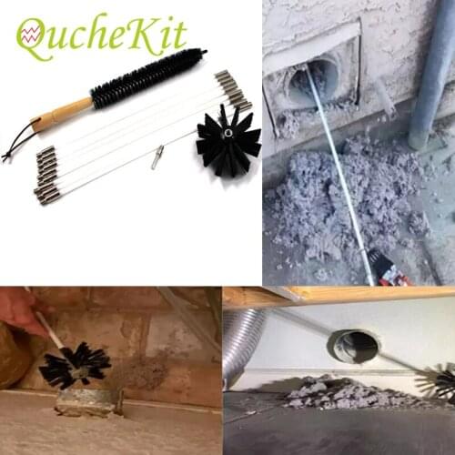 Efficient Dryer Vent Brush Pipe Cleaning Brushes Duct Cleaning Kit Lint Remover Synthetic Brush Head Durable Rods Chimney Nylon