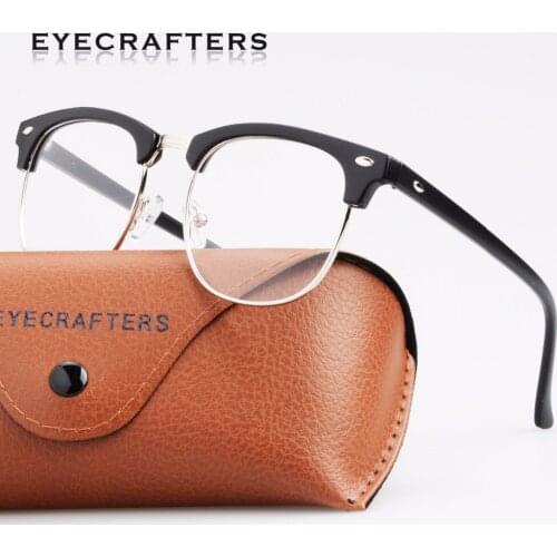 Eyecrafters Classic Half Frame Womens Retro Optical EyeGlasses Frame Mens Vintage Semi Rimless Clear Lens Eyeglasses Frames