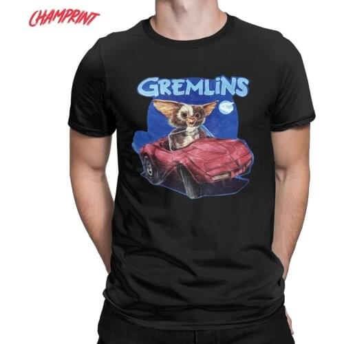 Driving Car Mogwai Gremlins Men T Shirt Gizmo Leisure Tees Short Sleeve Round Neck T-Shirt 100% Cotton Plus Size Clothing