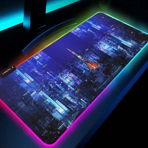 Gamer Mouse Pad with Lights Accessories for Pc Desktop LOL Control Mat Gaming Decor Accessories Mousepad Xl Gloway Mats for Mice