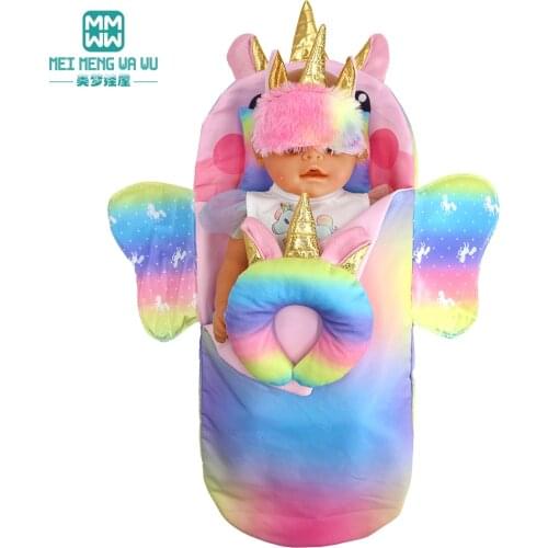 43-45cm Toys Baby New born dolls accessories Cartoon sleeping bag four-piece set Childs gift