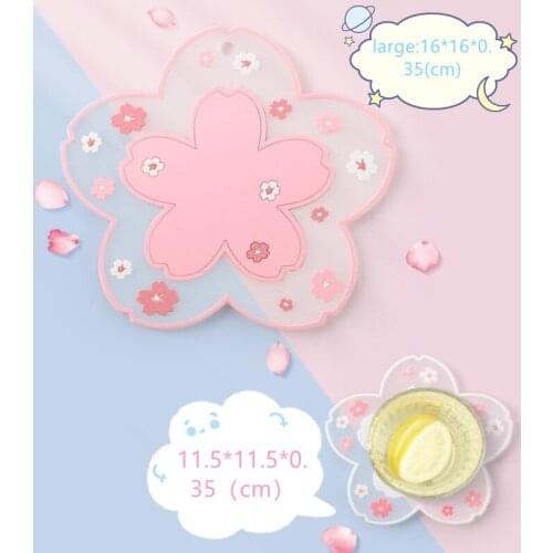 Cherry Blossoms Mat Insulation Table Home Office Non-slip Tea Cup Pad Milk Coffee Coaster Decoration Home Kitchen Accessories