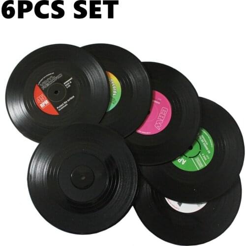 Table vinyl Record Mats Drink Coaster Table Placemats Creative Coffee Mug Cup Coasters 2 4 6 PCS Heat-resistant Nonslip Pads