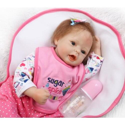NPK brand doll reborn 22" soft silicone reborn baby dolls lifelike newborn girl princess dolls DIY toy dolls bebe gift reborn