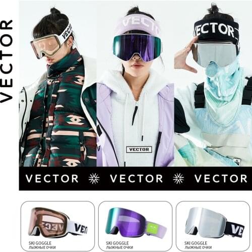 VECTOR Ski Goggles Double Layers UV400 with Anti-fog UV Protection Big Ski Mask Glasses Skiing Snow Men Women Snowboard Goggles