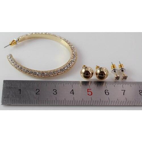 Fashion jewelry accessories metal crystal hoop earrings set
