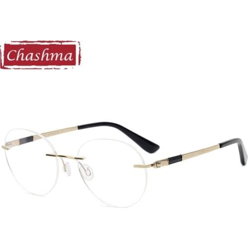 Chashma Rimless Pure Titanium Frame Round Eyewear Men Quality Prescription Optical Glasses Spectacles Anti Blue Ray Lenses