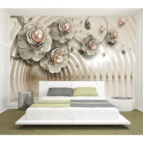 Customized Wallpaper 3d Mural Creative Luxury Jewelry Diamond Flower TV Background Wall Living Room Restaurant Decoration обои