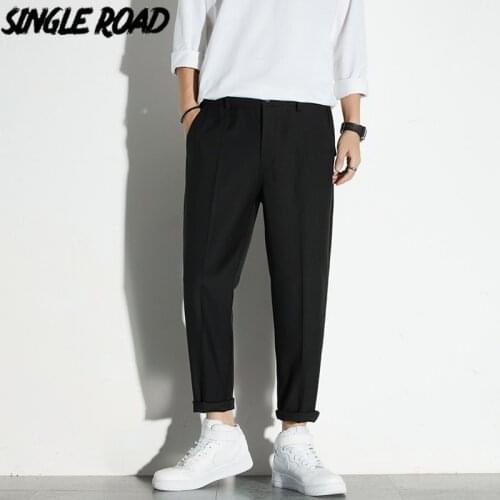 Single Road Mens Pants Men 2021 Light Weight Solid Chinos Pants Suit Male Japanese Streetwear Casual Black Trousers For Men