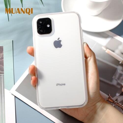 Transparent Shockproof Frosted Frame phone case For iphone 11 Pro Max Xr Xs Max 6s 8 7 Plus Soft TPU Silicone Clear Cover Case