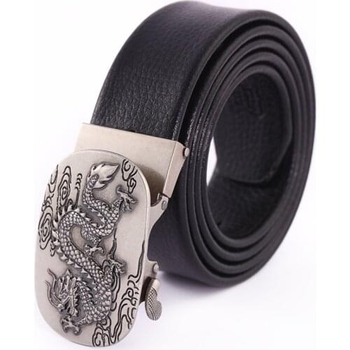Western cowboy retro dragon belt buckle zinc alloy PU leather belt casual personality decoration men and women accessories