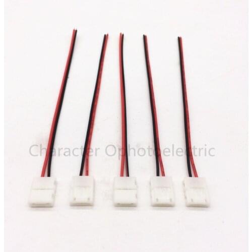 100pcs/lot LED Strip Connector 2pin 8mm with Wire Free Welding Connector For 3528 5050 5630 5730 Strip