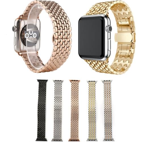 Dragon Pattern Stainless Steel Strap for Apple Watch Series 5 4 3 2 1 Metal Band for iWatch 38mm 42mm 40mm 44mm Wristbands