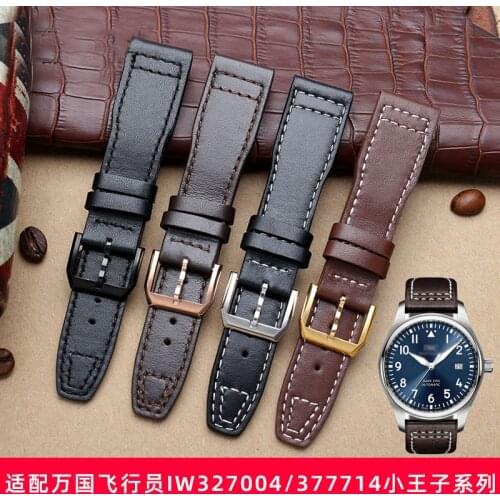 20mm 21mm 22mm Brown Black Men Watchband For IWC Pilot Mark XVIII IW327004 IW377714 Watch Strap Calf Genuine Leather Bracelet