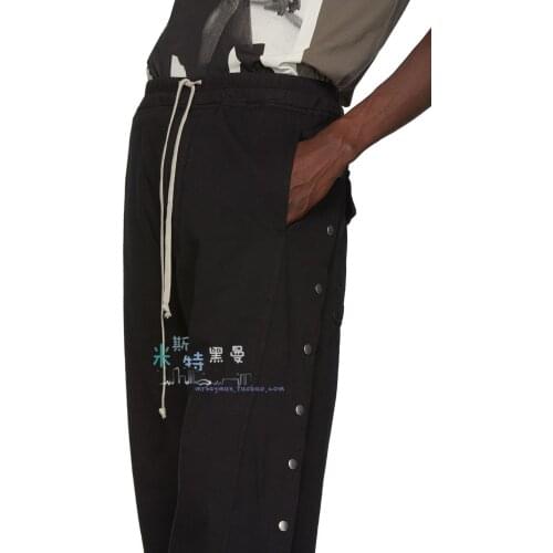 Self-made autumn and winter wide leg guard pants metal buckle fork fat leg straight pants, large size catwalk pants for men
