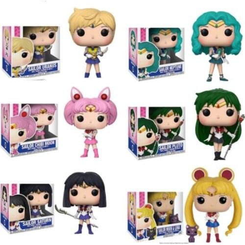POP Sailor Moon Luna Chibiusa Meiou Setsuna Kaiou Michiru Uranus Sailor Saturn Chibi Moon Model Figure Collection Model Toy gift