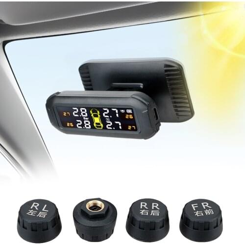Tire Pressure Monitoring System With 4 External Sensors Temperature Warning Fuel Save Car Tyre Pressure Monitor Solar TPMS