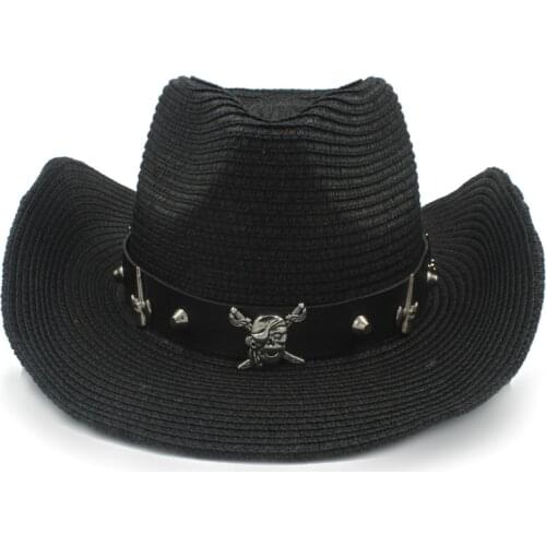 Women Men Straw Western Cowboy Hat With Roll Up Brim Jazz Sombrero Cap With Fashion Belt Size 56-58CM