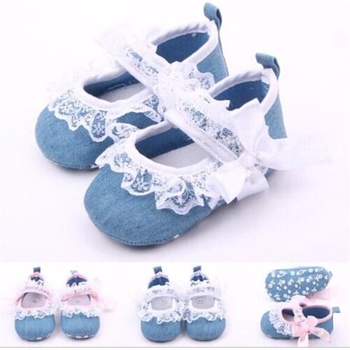 Lovely Lace Baby Shoes Antislip Newborn Canvas First Walkers Soft Sole Infants Girls Princess Shoes