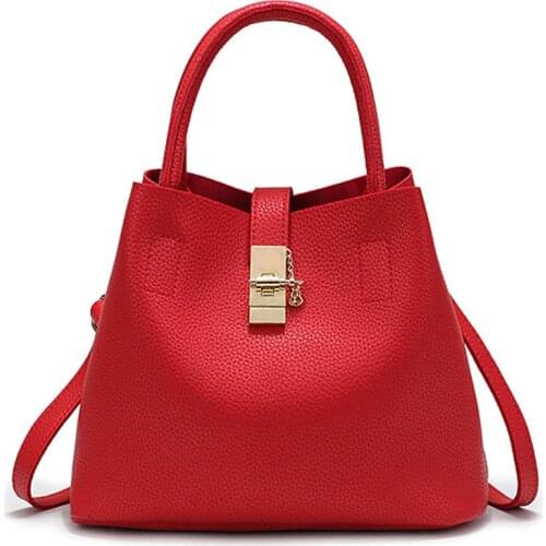 Retro Bucket Bags PU Leather Women Handbag Totes Shoulder Messenger Bags Fashion Ladies PU Purse