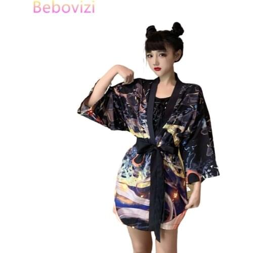 Street Style Loose Japanese Cartoon Kawaii Beach Cardigan Asian Fashion Women Harajuku Kimono Cosplay Tops Blouse Yukata Clothes
