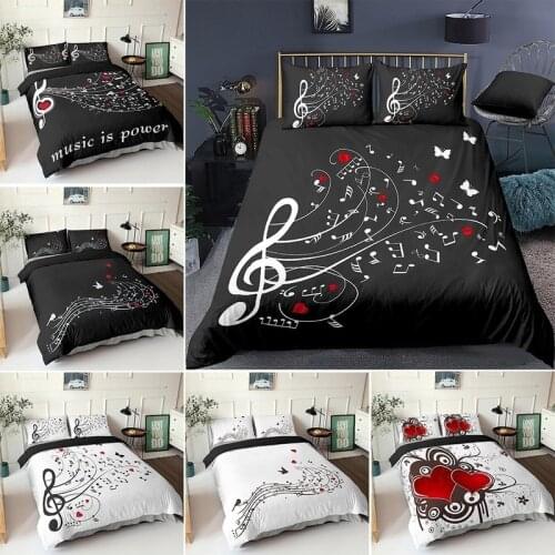 US/EU/AU Size 3D Digital Duvet Cover Music Note Printed Bedding Set Beating Comforter Cover Kids Adult Bedding Set for Winter