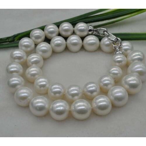 GORGEOUS! Natural Rare white 13- 15mm round Kasumi Pearl Necklace 18"