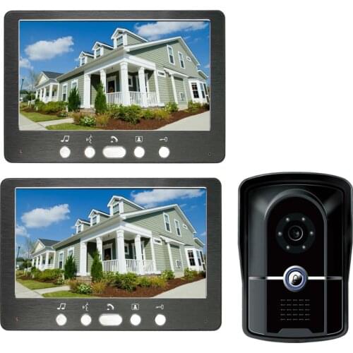 SmartYIBA Video Doorbell for Private House Videophones Interphone 1 to 2 Monitors Kits Option 7" Color Screen Home Door Phone