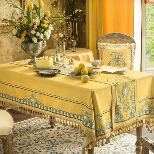 Vintage Table Runner Yellow Plush American Style Bed Runner Home Dining Table Coffee Table TV Cabinet Strip Decorative Cloth