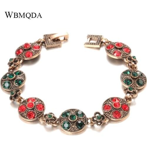 Wbmqda Ancient Rose Gold Vintage Bracelets For Women Colorful Rhinestone Bohemian Bracelets & Bangles pulseras mujer moda 2020