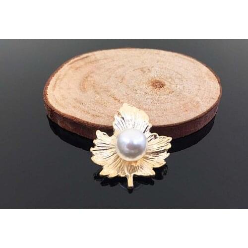 50pcs Maple Leaf Pearl Leaves Rhinestone Applique Buckle Button Accessories Hairpin Hair Clip Decor Garment Shoes Bag Belt Arts