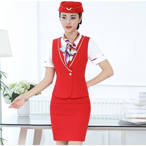 Formal Women Business Suits With Tops and Skirt Ladies Office Work Wear Waistcoat & Vest Sets OL Blazers Air Stewardess Sets