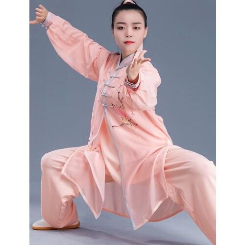 Women pink spring&autumn 3pcs/set tai chi performance clothing martial arts wushu suits kung fu performance uniforms