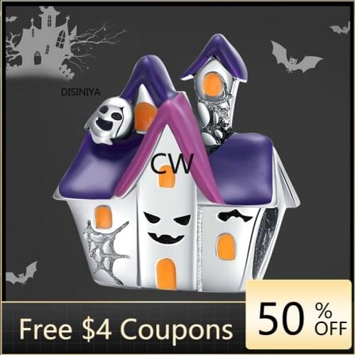 925 Sterling Silver Haunted House Charm for Original Silver Plated platinum Bracelet Fine Jewelry DIY Bangle ZBSC00324