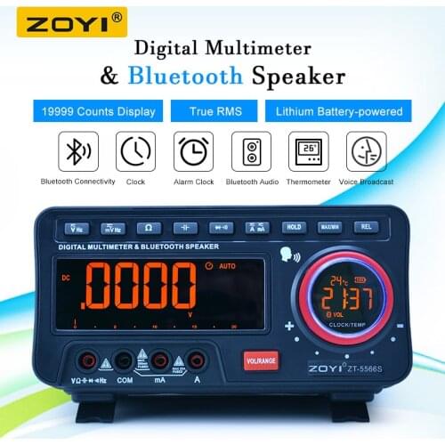 ZOYI Digital multimeter tester Auto/Manual range Multifunction AC/DC Current Voltage Temp Meter+BT Speak 19999 counts ZT5566S