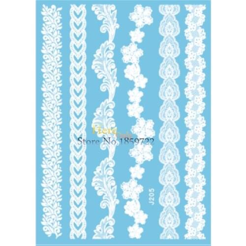 1 Sheet Fake White Henna Tattoo For Wedding Jewelry HJ205 Flower Temporary Tattoo Paste Heart Chains Jewelry Design Brides