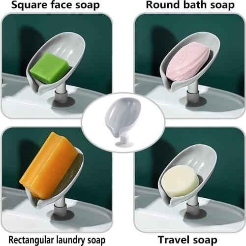 1PCS Suction Cup Soap Dish For Bathroom Shower With Suction Cup Shower Soap Holder Portable Leaf Soap Holder Bathroom Accessory