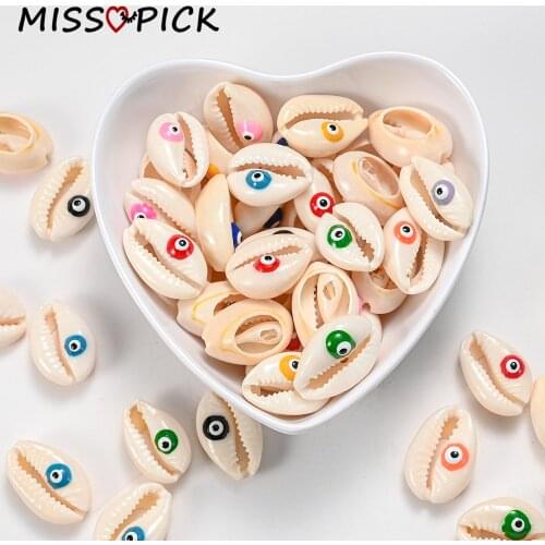 10/20/30pcs Multicolor Natural Evil Eye Shell Loose Spacer Beads Cowrie Conch For Jewelry Diy Charm Necklace Bracelet Accessory