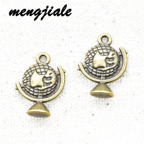 10pcs Wholesale Antique Bronze Desktop Globe Charms Alloy Metal Pendants For DIY Handmade Jewelry Accessories Making 21*15mm