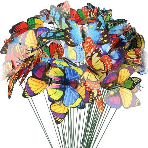 10pcs Bunch Butterflies Garden Yard Planter Colorful Whimsical Butterfly Stakes Decoracion Outdoor Decor Flower Pots Decoration