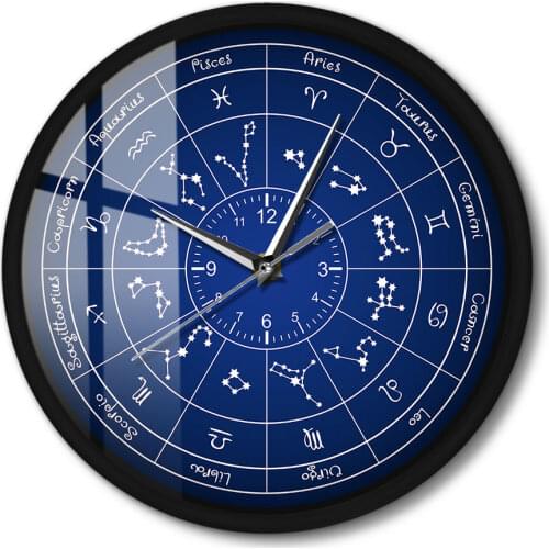 12 Constellations Decorative Wall Clock Metal Frame LED LIighting Wall Watch Voice Control Smart Modern Home Decor Timepieces