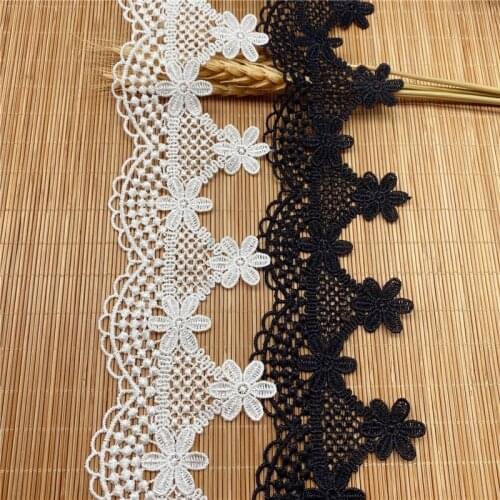 15yards White Polyester Mesh Embroidery Lace Barcode Wedding Accessories Trimming 6.8CM